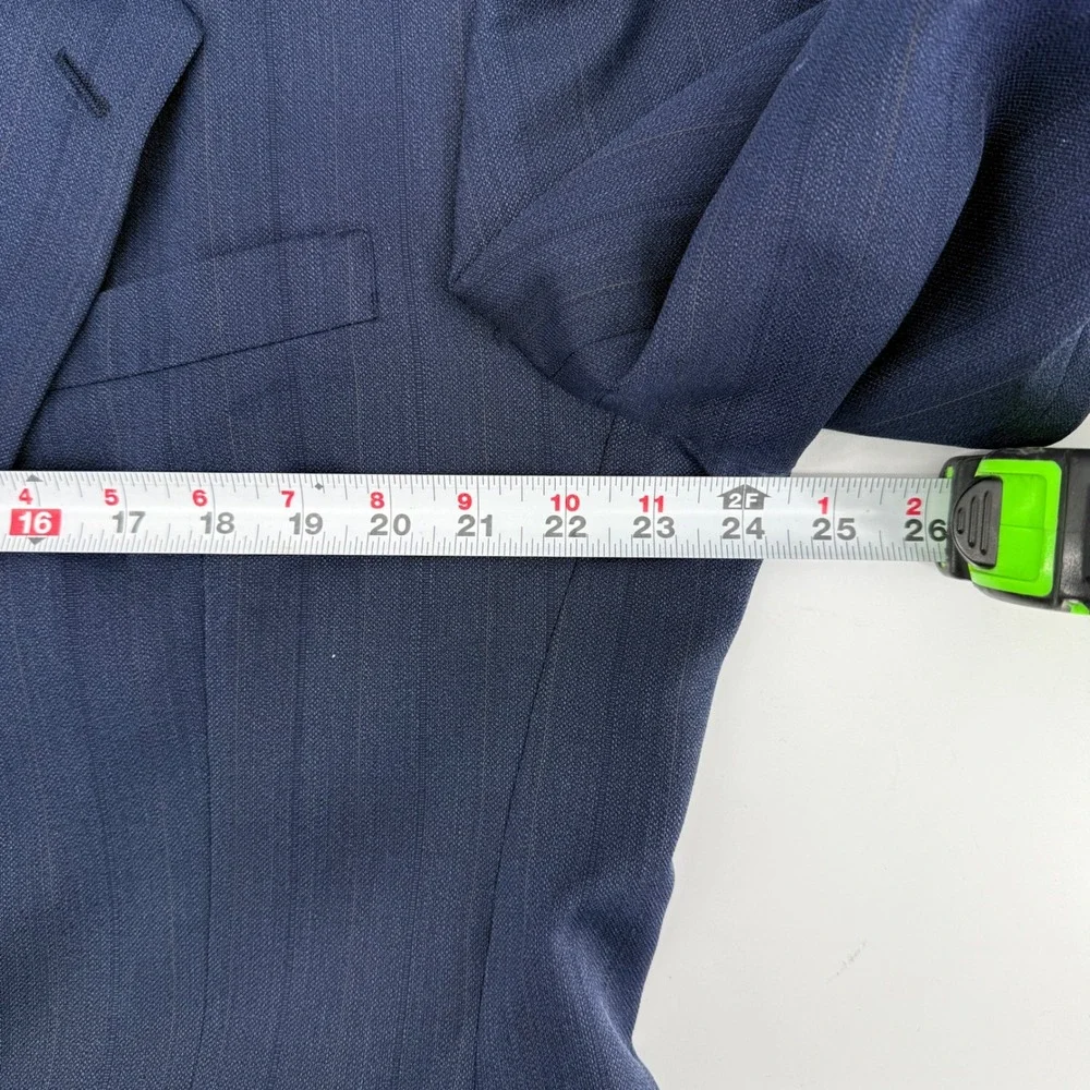 Hart Schaffner Marx Heritage Plus Mens 46R Navy Blue Pinstripe Blazer Sport Coat